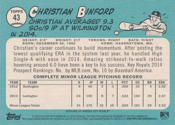 2014 Topps Heritage Minor League #43 Christian Binford Back