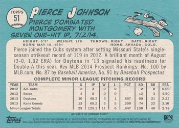 2014 Topps Heritage Minor League #51 Pierce Johnson Back