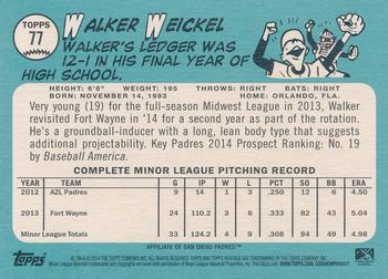 2014 Topps Heritage Minor League #77 Walker Weickel Back