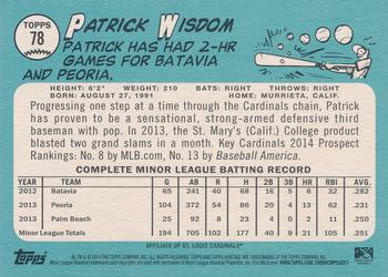 2014 Topps Heritage Minor League #78 Patrick Wisdom Back