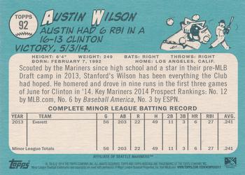 2014 Topps Heritage Minor League #92 Austin Wilson Back