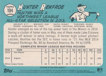 2014 Topps Heritage Minor League #104 Hunter Renfroe Back