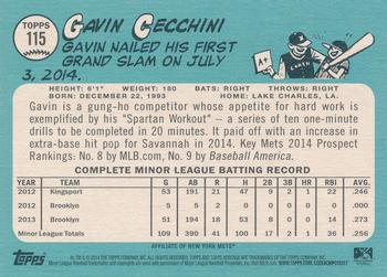 2014 Topps Heritage Minor League #115 Gavin Cecchini Back