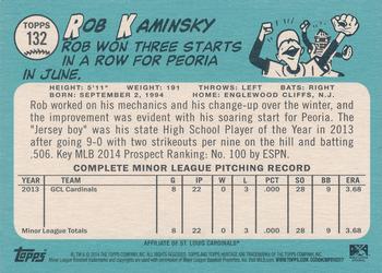 2014 Topps Heritage Minor League #132 Rob Kaminsky Back