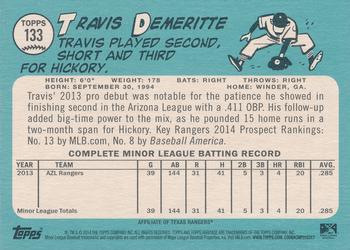 2014 Topps Heritage Minor League #133 Travis Demeritte Back