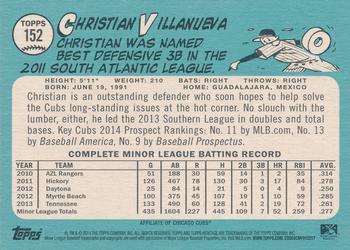 2014 Topps Heritage Minor League #152 Christian Villanueva Back