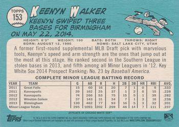 2014 Topps Heritage Minor League #153 Keenyn Walker Back