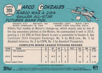 2014 Topps Heritage Minor League #205 Marco Gonzales Back