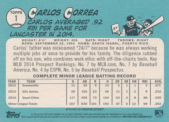 2014 Topps Heritage Minor League #1b Carlos Correa Back