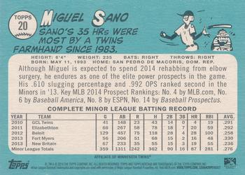 2014 Topps Heritage Minor League #20b Miguel Sano Back