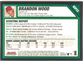 2007 Bowman Draft Picks & Prospects - Chrome #BDP23 Brandon Wood Back