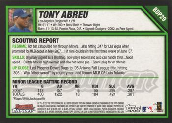2007 Bowman Draft Picks & Prospects - Chrome #BDP29 Tony Abreu Back