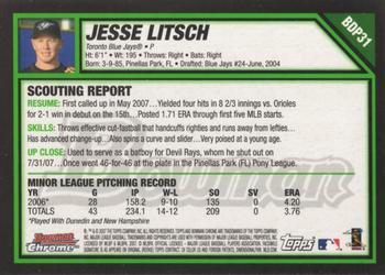 2007 Bowman Draft Picks & Prospects - Chrome #BDP31 Jesse Litsch Back