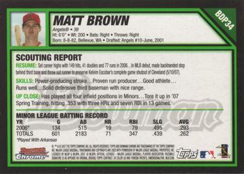 2007 Bowman Draft Picks & Prospects - Chrome #BDP34 Matt Brown Back