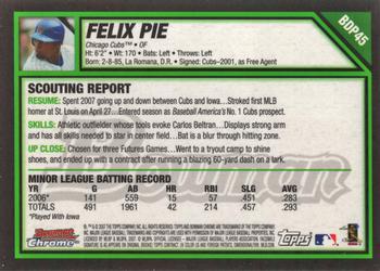 2007 Bowman Draft Picks & Prospects - Chrome #BDP45 Felix Pie Back