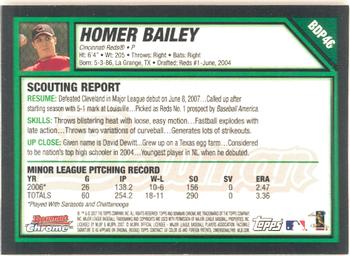 2007 Bowman Draft Picks & Prospects - Chrome #BDP46 Homer Bailey Back