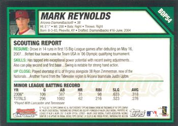 2007 Bowman Draft Picks & Prospects - Chrome #BDP54 Mark Reynolds Back