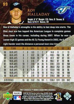 2007 Upper Deck Exquisite Collection Rookie Signatures #99 Roy Halladay Back