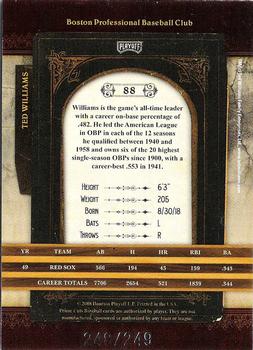 2008 Playoff Prime Cuts #88 Ted Williams Back