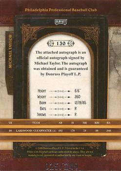 2008 Playoff Prime Cuts #130 Michael Taylor Back