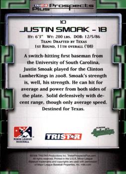 2008 TriStar Prospects Plus #10 Justin Smoak Back