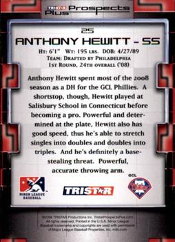 2008 TriStar Prospects Plus #25 Anthony Hewitt Back