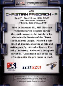 2008 TriStar Prospects Plus #26 Christian Friedrich Back