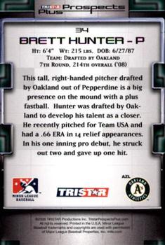 2008 TriStar Prospects Plus #34 Brett Hunter Back