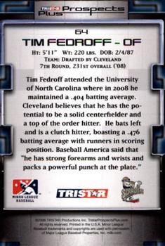 2008 TriStar Prospects Plus #64 Tim Fedroff Back
