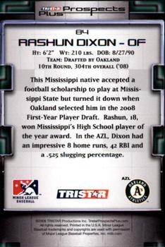 2008 TriStar Prospects Plus #84 Rashun Dixon Back