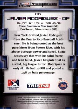 2008 TriStar Prospects Plus #86 Javier Rodriguez Back
