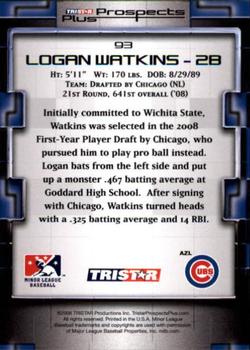 2008 TriStar Prospects Plus #93 Logan Watkins Back