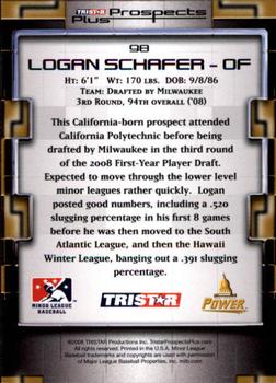 2008 TriStar Prospects Plus #98 Logan Schafer Back