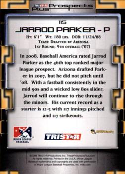 2008 TriStar Prospects Plus #115 Jarrod Parker Back