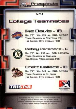 2008 TriStar Prospects Plus #124 Brett Wallace / Ike Davis / Petey Paramore Back