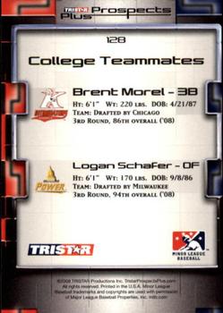 2008 TriStar Prospects Plus #128 Brent Morel / Logan Schafer Back