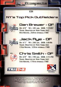 2008 TriStar Prospects Plus #131 Chris Smith / Dan Brewer / Jack Rye Back