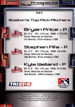 2008 TriStar Prospects Plus #137 Bryan Price / Stephen Fife / Kyle Weiland Back