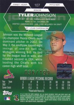 2003 Finest - Refractors #107 Tyler Johnson Back