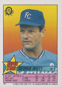 1989 O-Pee-Chee Stickers - Super Star Backs #1 George Brett Front