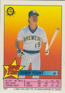 1989 O-Pee-Chee Stickers - Super Star Backs #21 Robin Yount Front