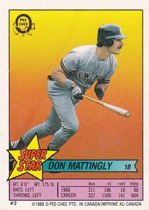 1989 O-Pee-Chee Stickers - Super Star Backs #2 Don Mattingly Front