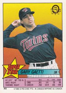 1989 O-Pee-Chee Stickers - Super Star Backs #8 Gary Gaetti Front