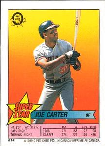 1989 O-Pee-Chee Stickers - Super Star Backs #14 Joe Carter Front