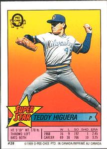 1989 O-Pee-Chee Stickers - Super Star Backs #28 Teddy Higuera Front