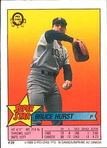 1989 O-Pee-Chee Stickers - Super Star Backs #29 Bruce Hurst Front