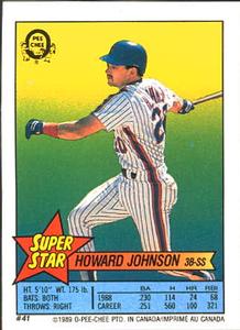 1989 O-Pee-Chee Stickers - Super Star Backs #41 Howard Johnson Front