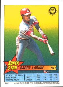 1989 O-Pee-Chee Stickers - Super Star Backs #44 Barry Larkin Front