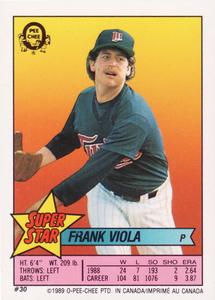 1989 O-Pee-Chee Stickers - Super Star Backs #30 Frank Viola Front