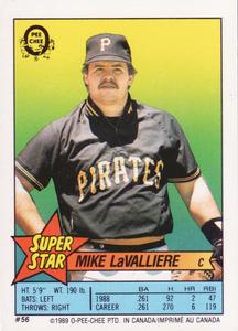 1989 O-Pee-Chee Stickers - Super Star Backs #56 Mike LaValliere Front